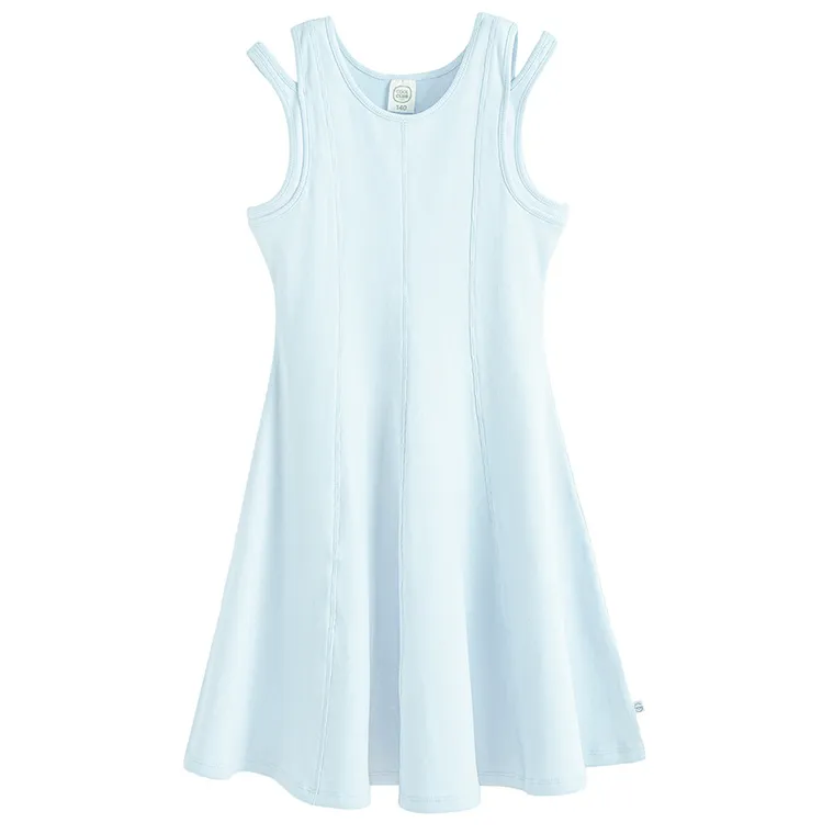 Cool Club, Sukienka dziewczęca bez rękawów, prążkowana, niebieska
