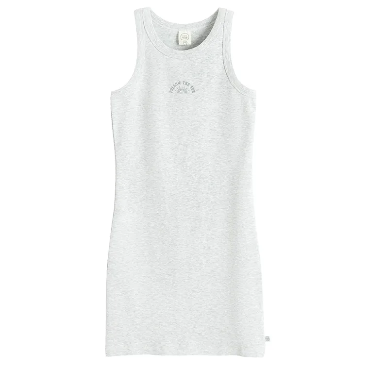 Cool Club, Sukienka dziewczęca bez rękawów, prążkowana, szara