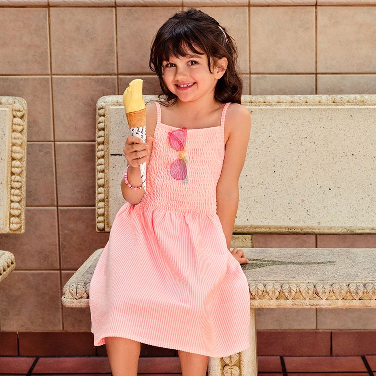 Cool Club, Sukienka dziewczęca na ramiączka, prążkowana, różowa