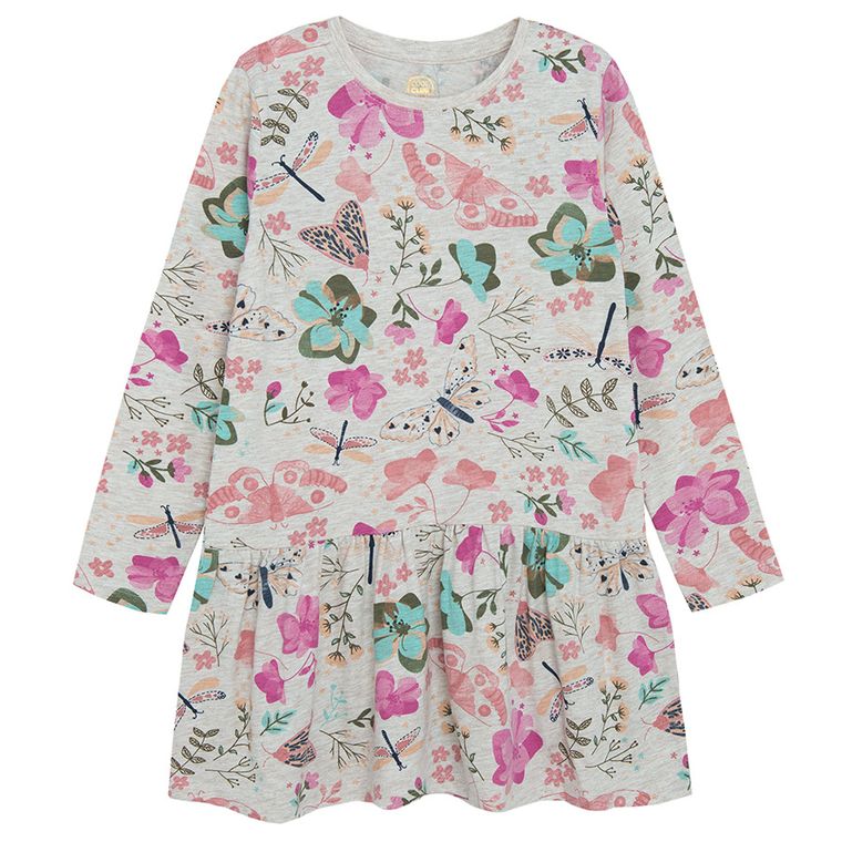 Cool Club, Sukienka dziewczęca z długim rękawem, beżowa melanż