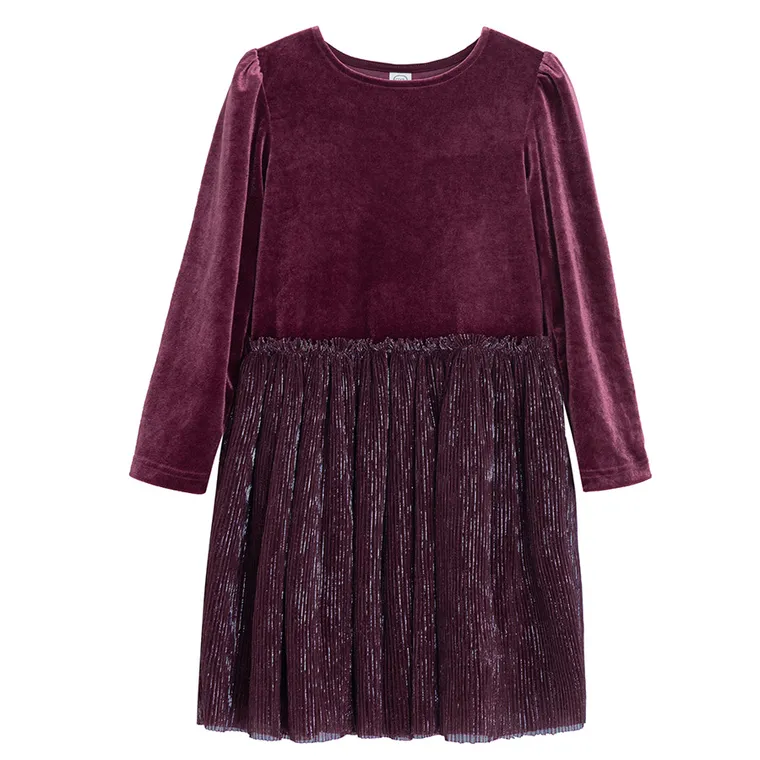 Cool Club, Sukienka dziewczęca z długim rękawem, ciemnofioletowa