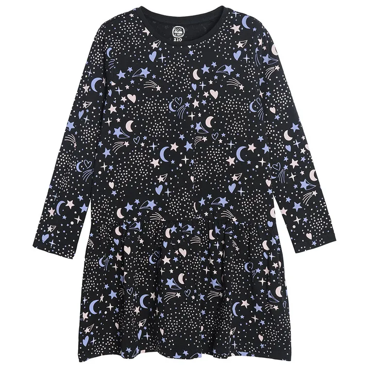 Cool Club, Sukienka dziewczęca z długim rękawem, czarna