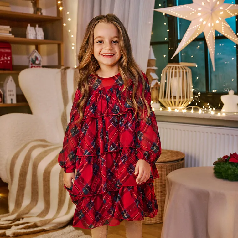 Cool Club, Sukienka dziewczęca z długim rękawem, czerwona