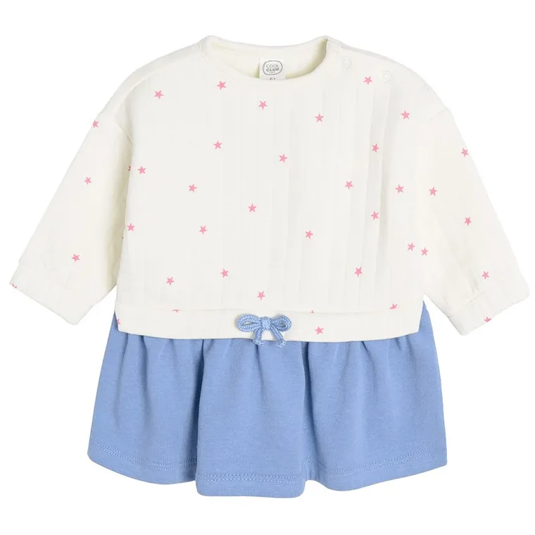 Cool Club, Sukienka dziewczęca z długim rękawem, ecru-fioletowa