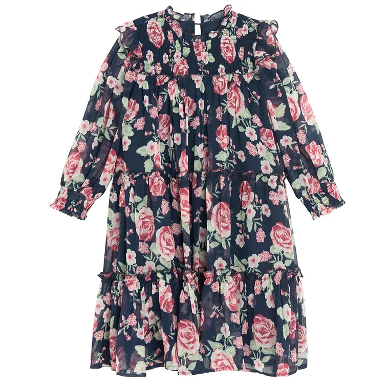 Cool Club, Sukienka dziewczęca z długim rękawem, granatowa