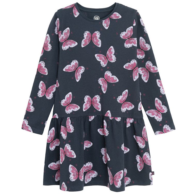 Cool Club, Sukienka dziewczęca z długim rękawem, granatowa