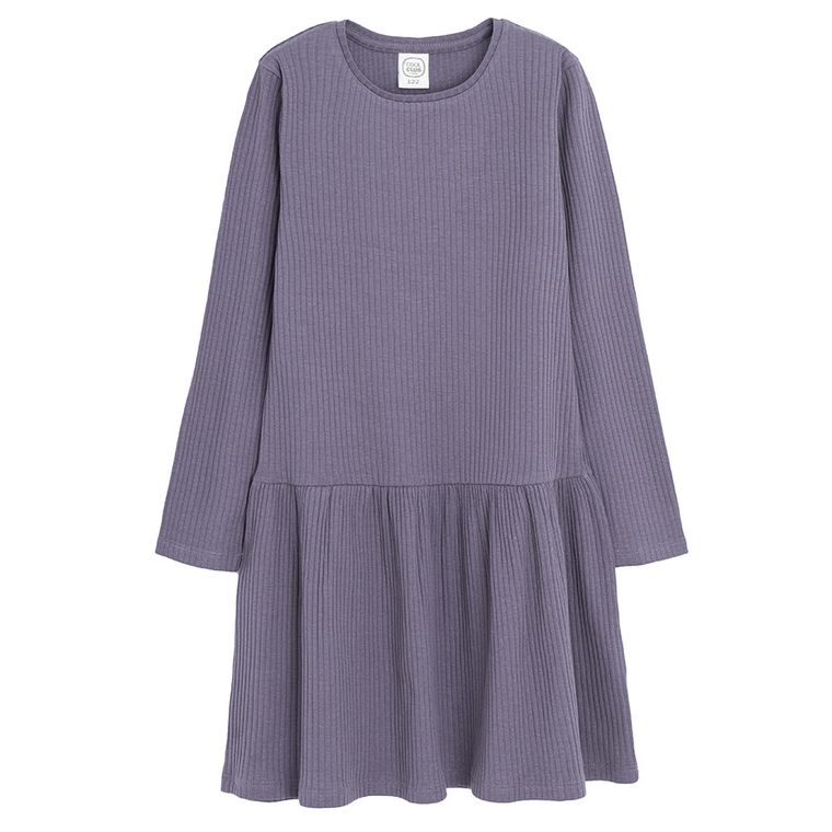 Cool Club, Sukienka dziewczęca z długim rękawem, prążkowana, fioletowa
