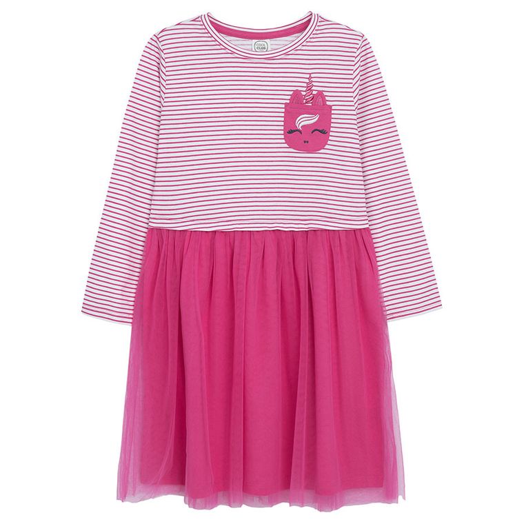 Cool Club, Sukienka dziewczęca z długim rękawem, różowa