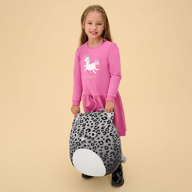 Cool Club, Sukienka dziewczęca z długim rękawem, różowa