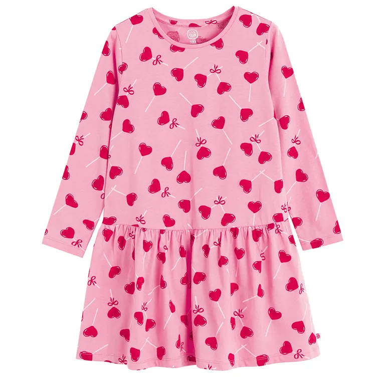 Cool Club, Sukienka dziewczęca z długim rękawem, różowa