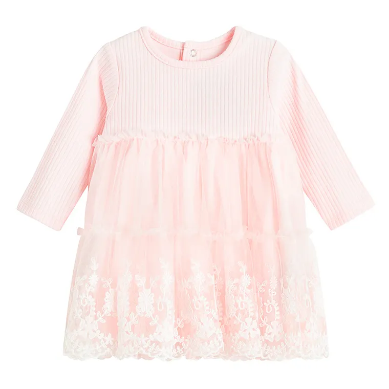 Cool Club, Sukienka dziewczęca z długim rękawem, różowa