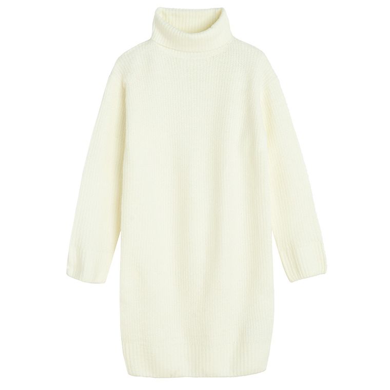 Cool Club, Sukienka dziewczęca z długim rękawem, sweterkowa, biała