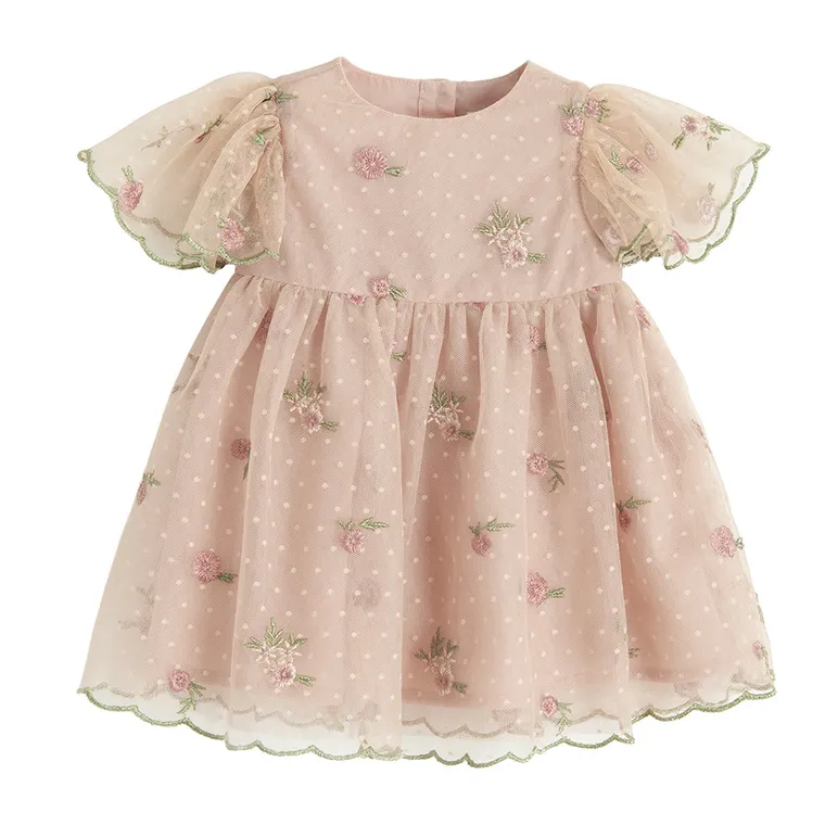 Cool Club, Sukienka dziewczęca z krótkim rękawem, beżowa