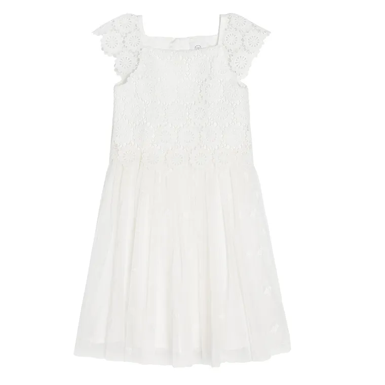 Cool Club, Sukienka dziewczęca z krótkim rękawem, biała
