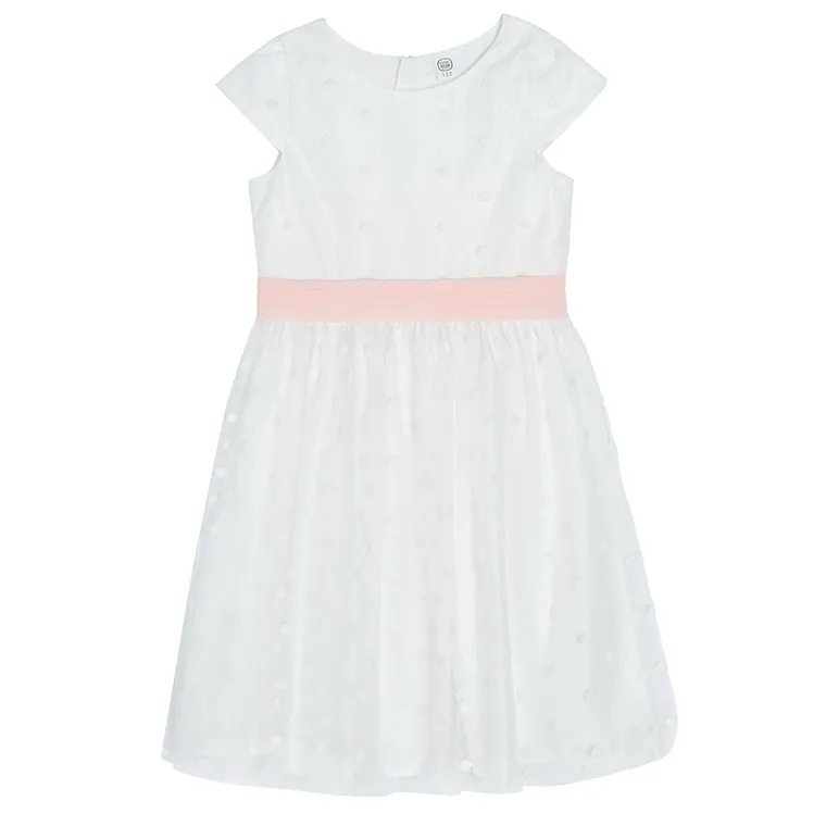Cool Club, Sukienka dziewczęca z krótkim rękawem, biała
