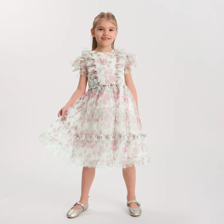 Cool Club, Sukienka dziewczęca z krótkim rękawem, biała