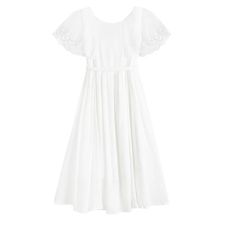 Cool Club, Sukienka dziewczęca z krótkim rękawem, biała