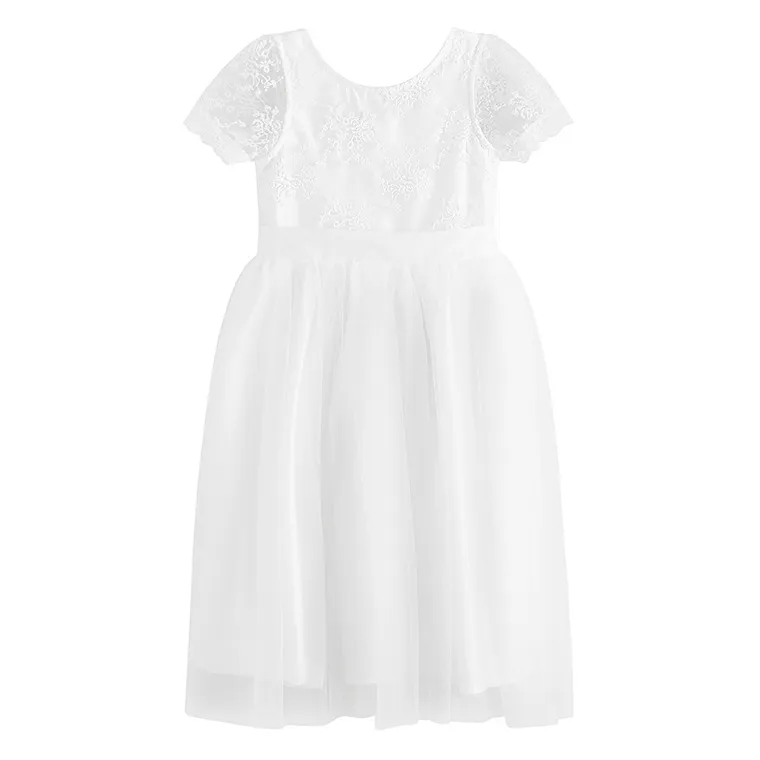 Cool Club, Sukienka dziewczęca z krótkim rękawem, biała
