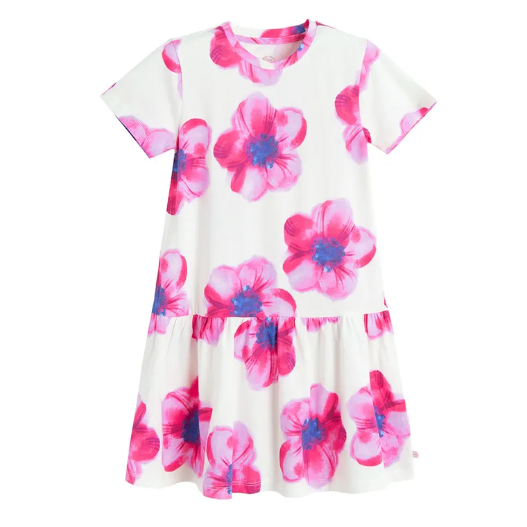 Cool Club, Sukienka dziewczęca z krótkim rękawem, biała