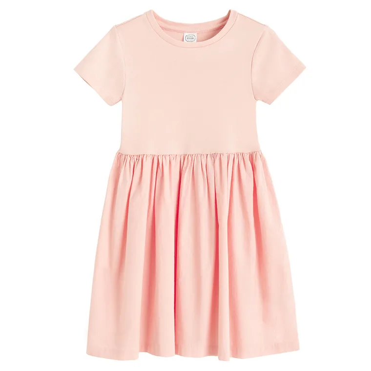 Cool Club, Sukienka dziewczęca z krótkim rękawem, brzoskwiniowa
