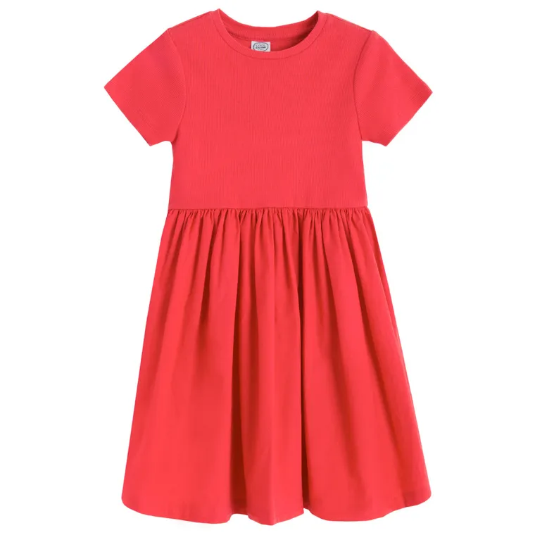 Cool Club, Sukienka dziewczęca z krótkim rękawem, czerwona