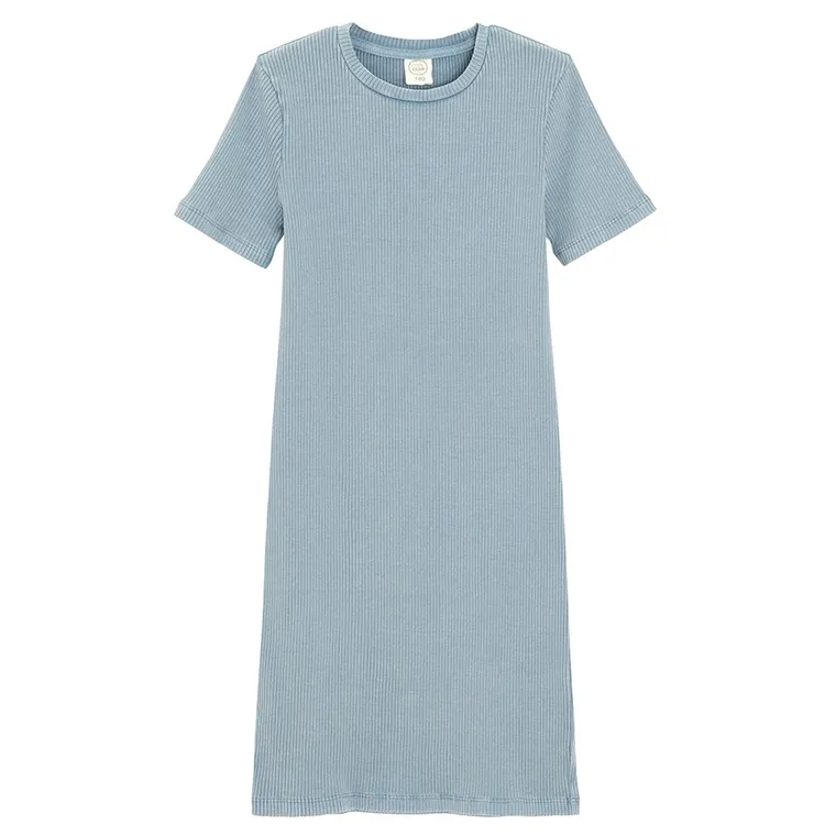 Cool Club, Sukienka dziewczęca z krótkim rękawem, prążkowana, niebieska