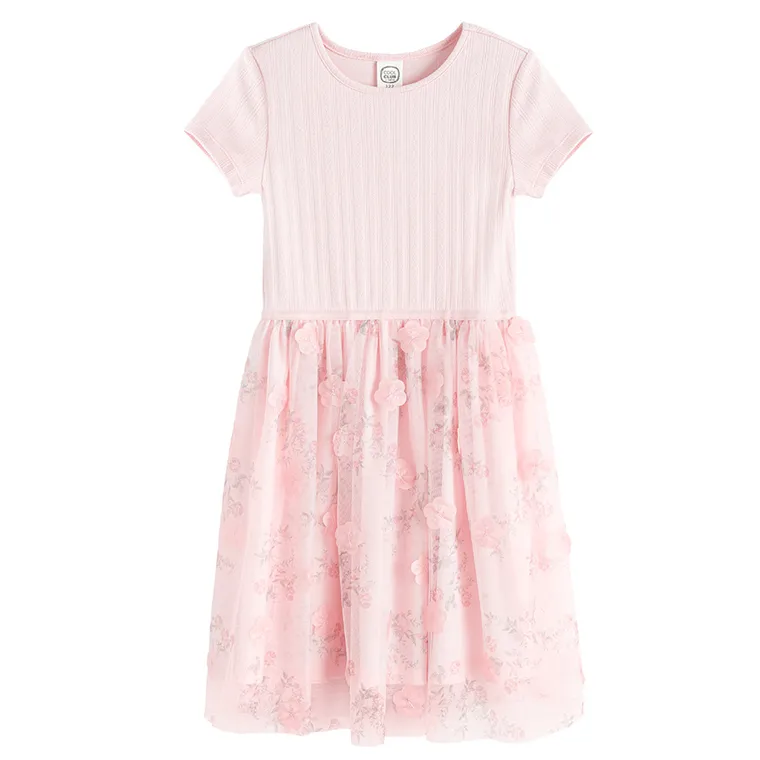 Cool Club, Sukienka dziewczęca z krótkim rękawem, różowa