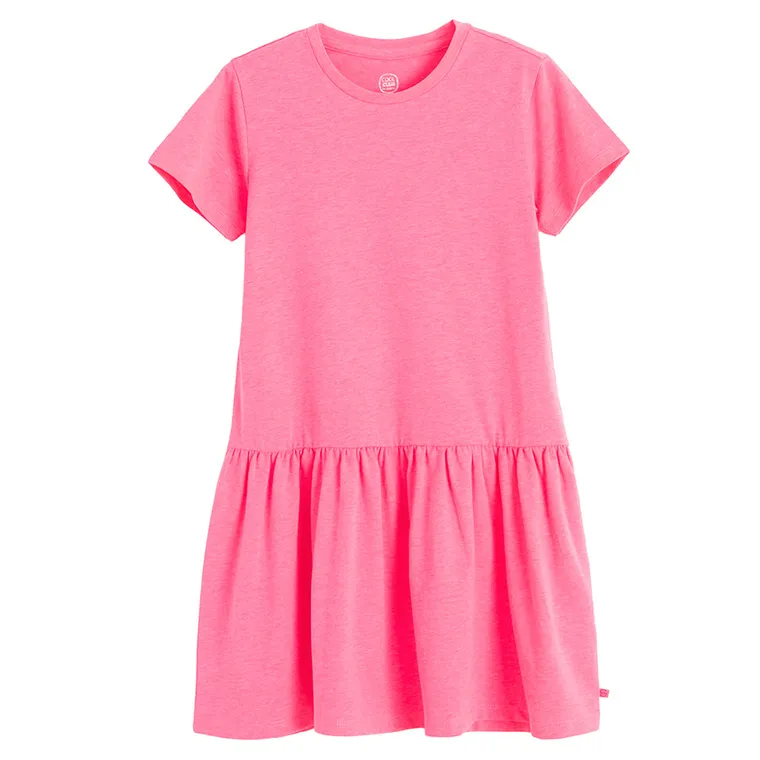 Cool Club, Sukienka dziewczęca z krótkim rękawem, różowa fluo