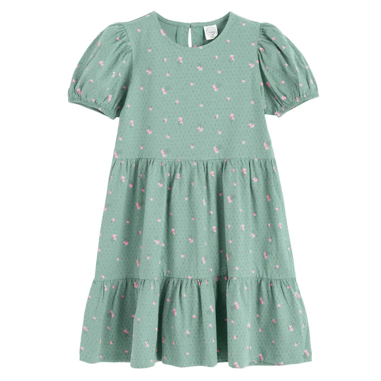Cool Club, Sukienka dziewczęca z krótkim rękawem, zielona