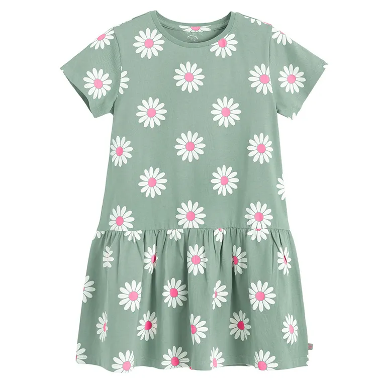 Cool Club, Sukienka dziewczęca z krótkim rękawem, zielona