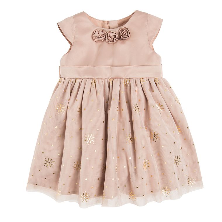 Cool Club, Sukienka dziewczęca z krótkim rękawem, złota