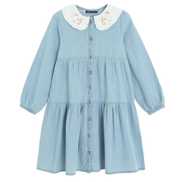 Cool Club, Sukienka jeansowa dziewczęca z długim rękawem, niebieska