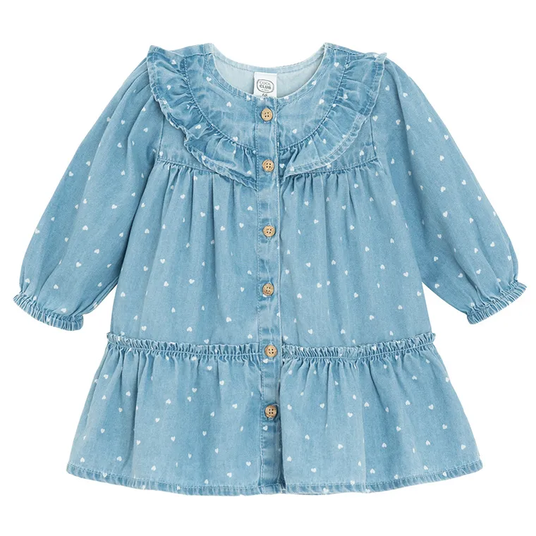Cool Club, Sukienka jeansowa dziewczęca z długim rękawem, niebieska