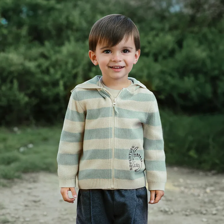 Cool Club, Sweter chłopięcy z kapturem, rozpinany, zielono-szary