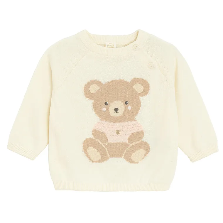 Cool Club, Sweter dziewczęcy, ecru