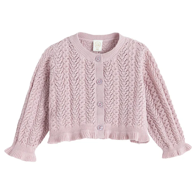 Cool Club, Sweter dziewczęcy, rozpinany, ażurowy, fioletowy