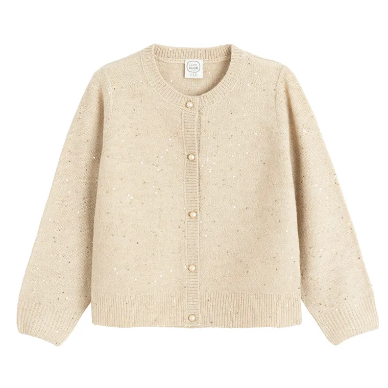 Cool Club, Sweter dziewczęcy, rozpinany, beżowy