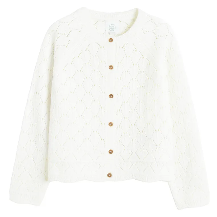 Cool Club, Sweter dziewczęcy, rozpinany, biały