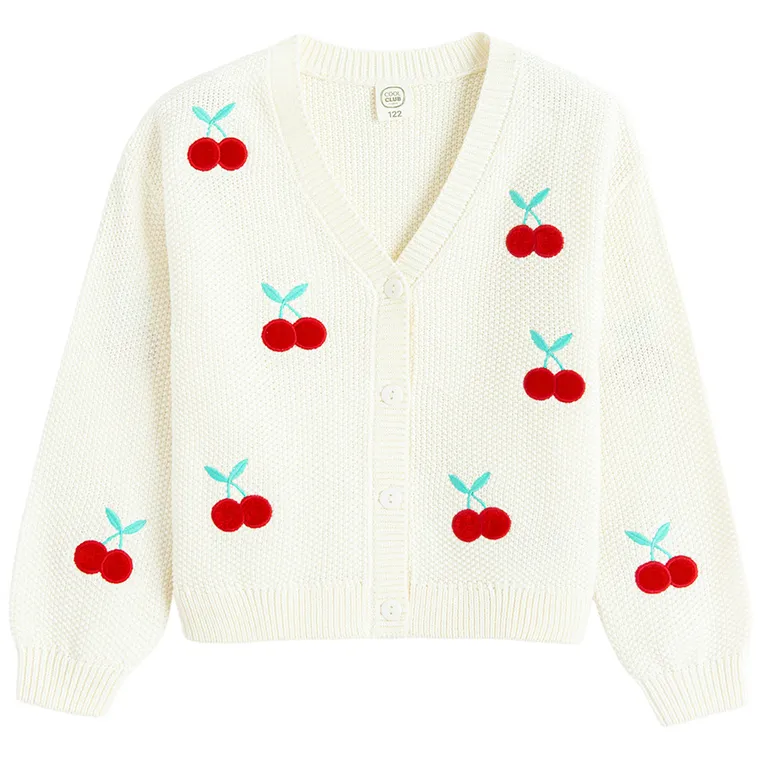 Cool Club, Sweter dziewczęcy, rozpinany, biały