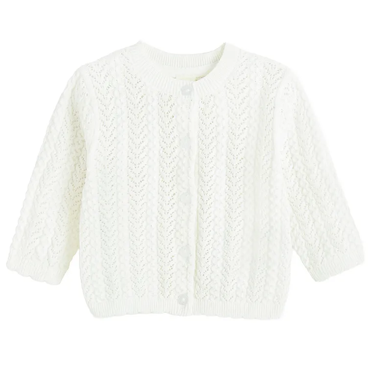 Cool Club, Sweter dziewczęcy, rozpinany, biały