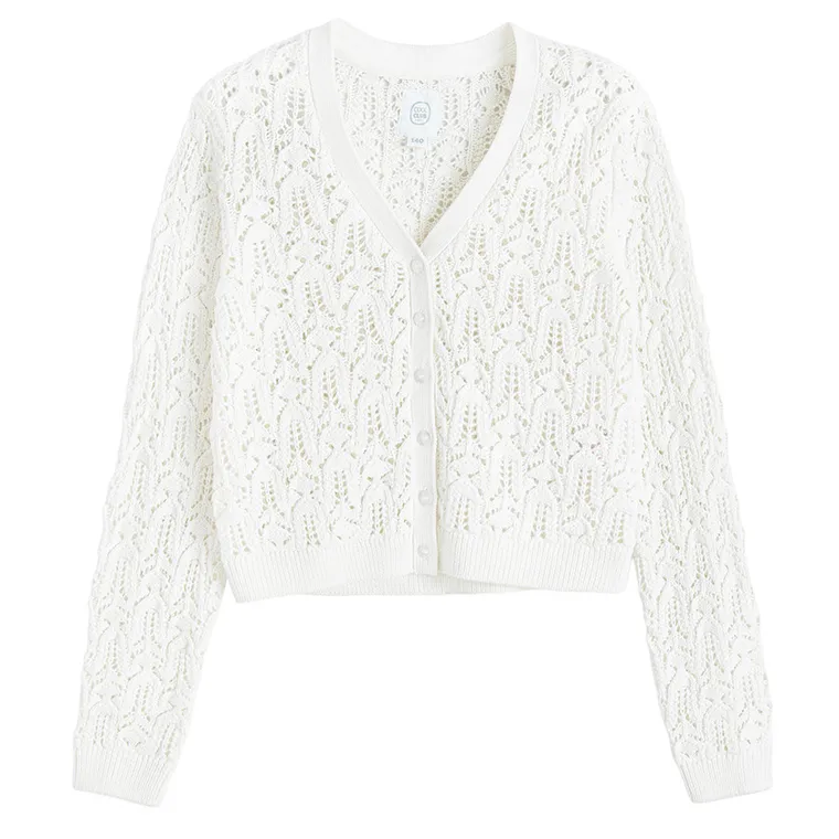 Cool Club, Sweter dziewczęcy, rozpinany, biały