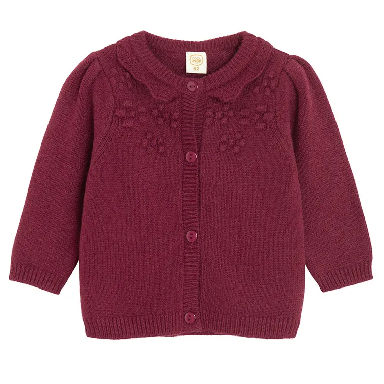 Cool Club, Sweter dziewczęcy, rozpinany, bordowy