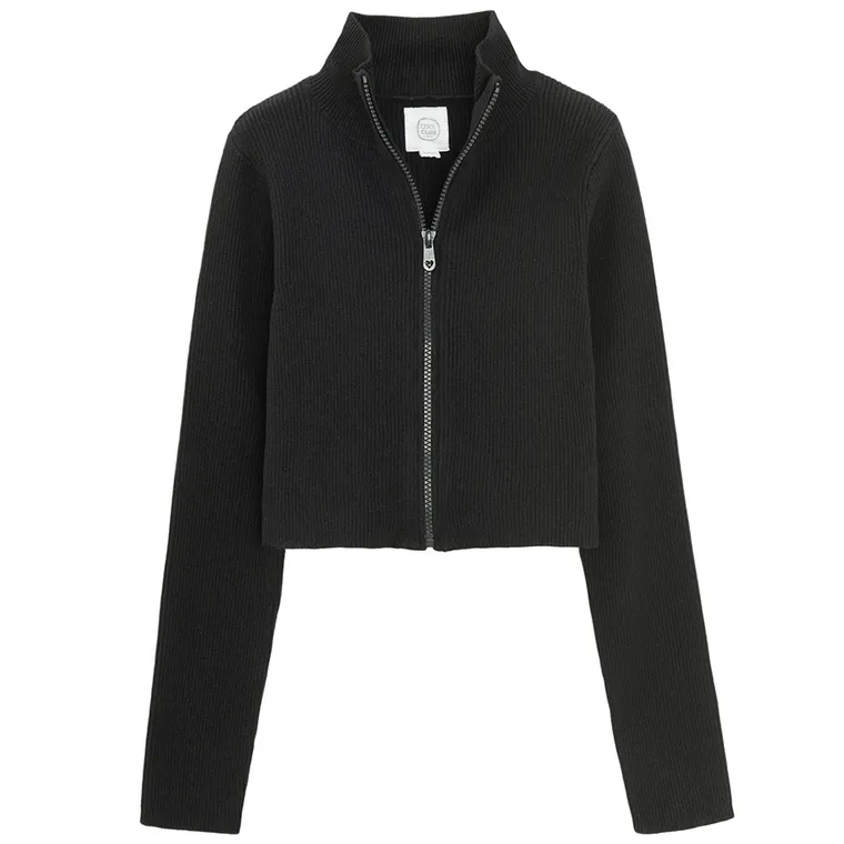 Cool Club, Sweter dziewczęcy, rozpinany, crop top, czarny