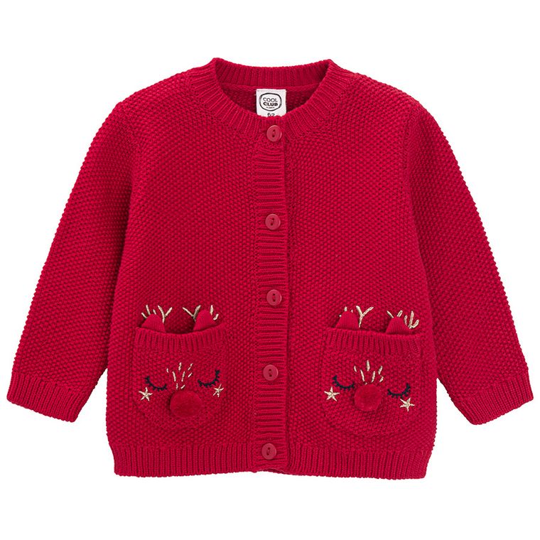 Cool Club, Sweter dziewczęcy, rozpinany, czerwony