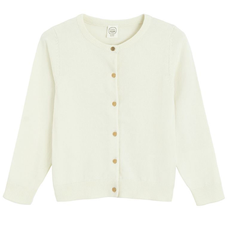 Cool Club, Sweter dziewczęcy, rozpinany, ecru