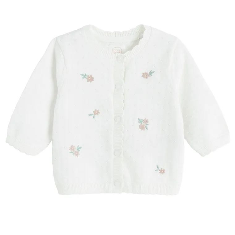 Cool Club, Sweter dziewczęcy, rozpinany, ecru