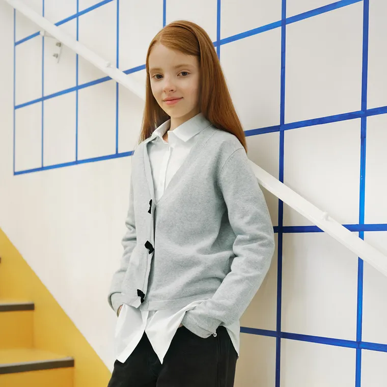 Cool Club, Sweter dziewczęcy, rozpinany, oversize, szary