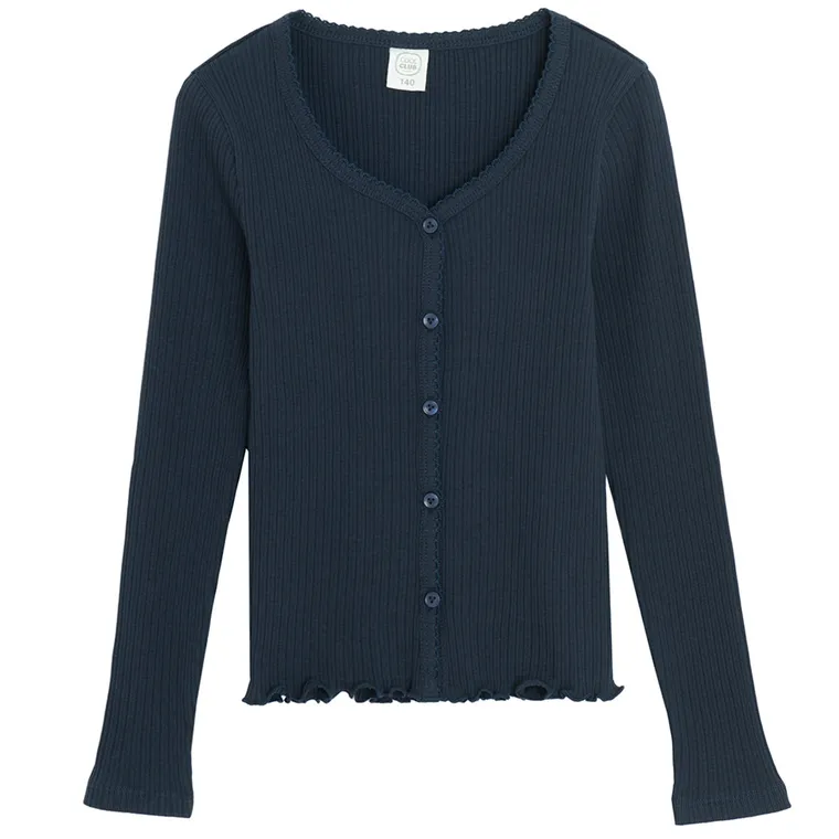 Cool Club, Sweter dziewczęcy, rozpinany, prążkowany, granatowy