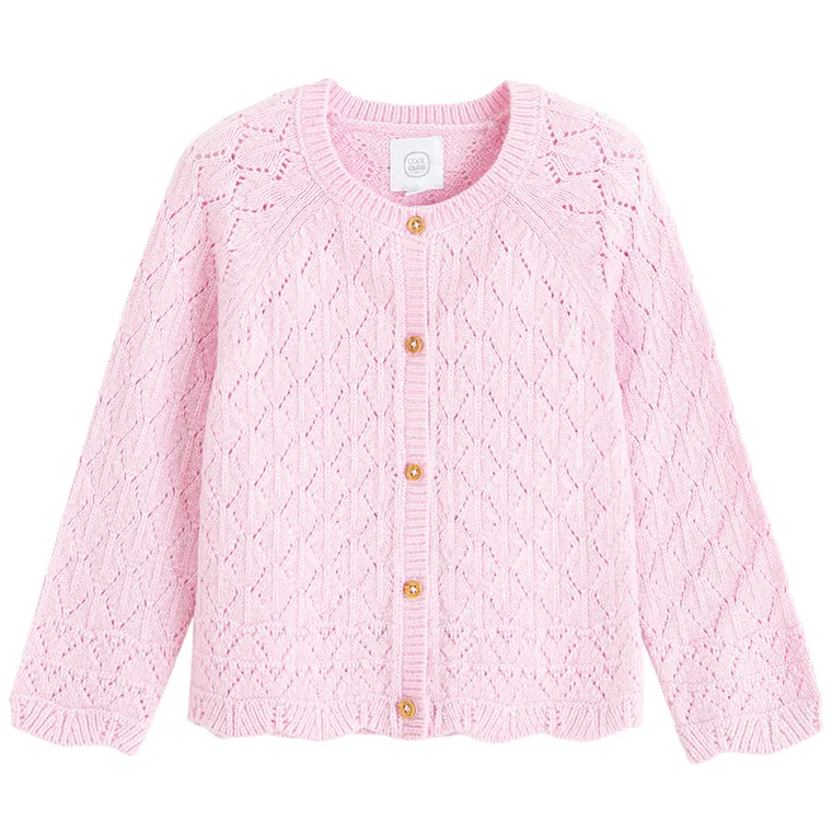 Cool Club, Sweter dziewczęcy, rozpinany, różowy