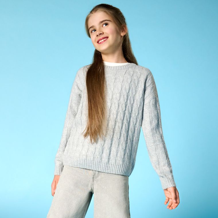 Cool Club, Sweter dziewczęcy, szary